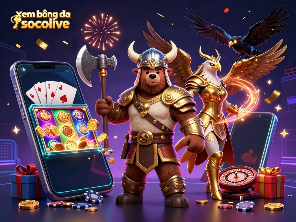 Xem bóng đá socolive offers immersive casino experiences with vibrant gaming visuals and engaging characters.